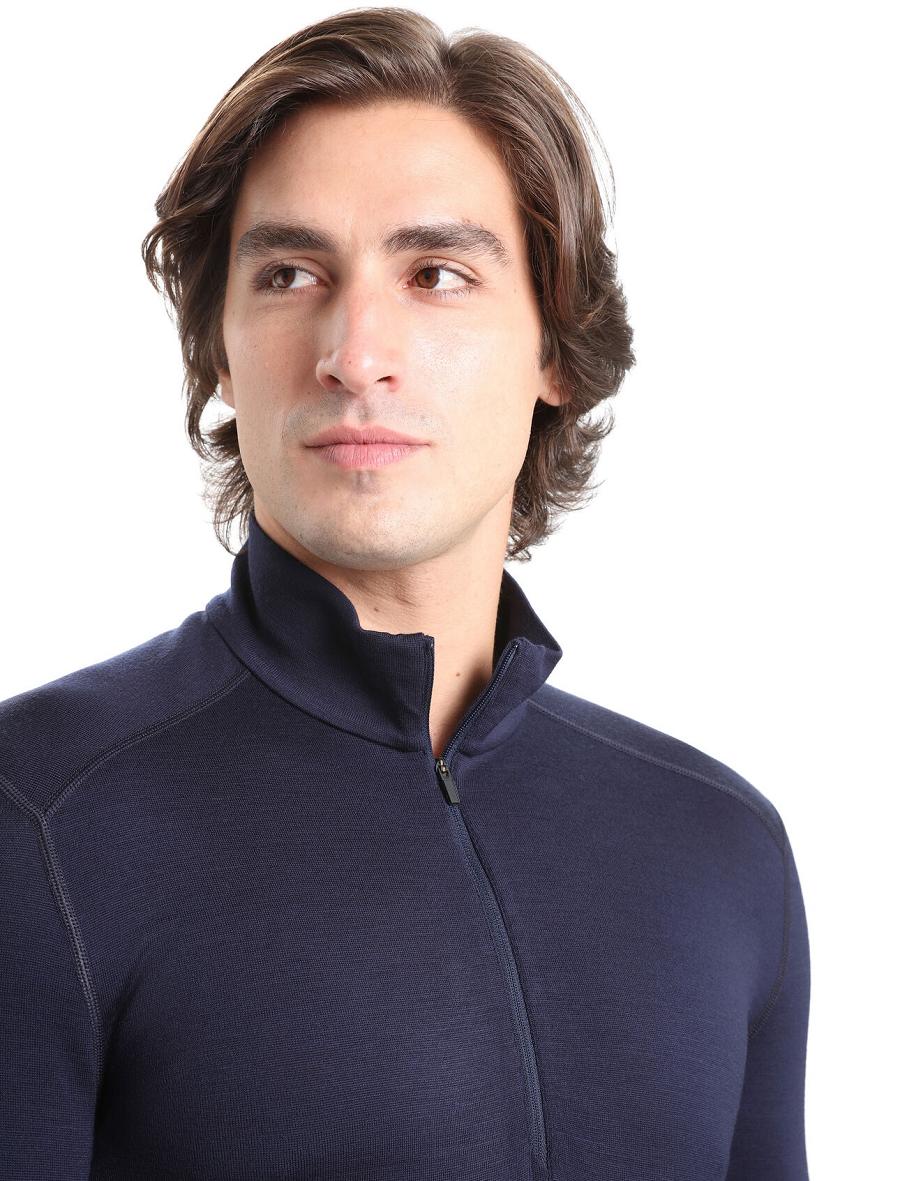 Midnight Navy Men's Icebreaker Merino 260 Tech Long Sleeve Half Zip Thermal Top Base Layers | USA 1385OKIR